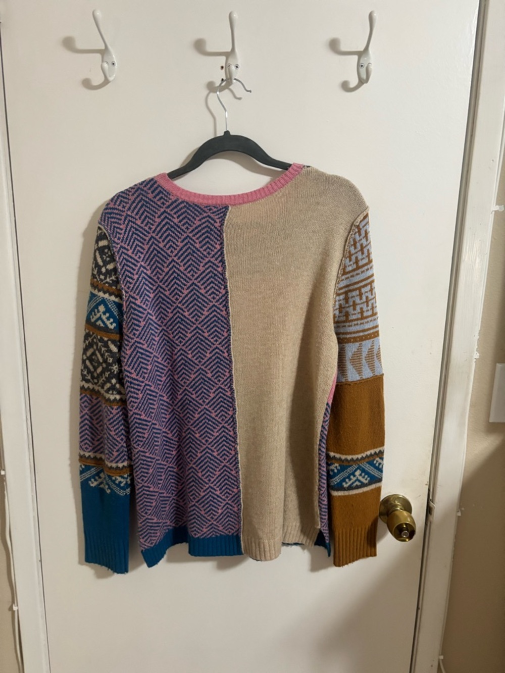 Patterned Patchwork Crewneck Sweater - Multi - Picture 2 of 3